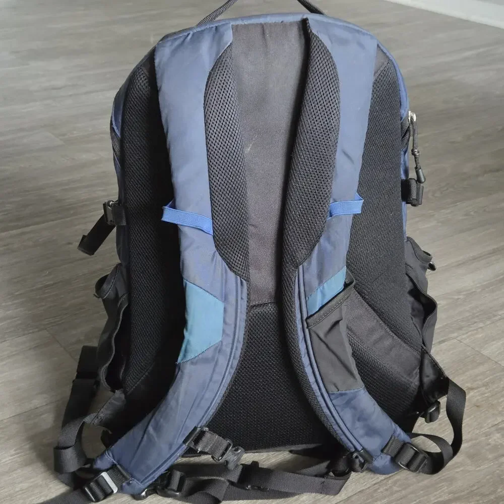 THE NORTH FACE Blue/Gray Nylon SURGE OUTDOOR BACKPACK Camping Hike Gym Gear Bag